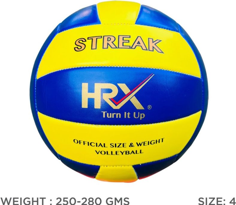 Hrx Streak Volleyball – Size: 4(Pack Of 1, Blue, Yellow)