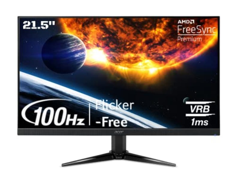 Acer Nitro Qg221Q 21.5 Inch (54.61 Cm) Full Hd Gaming Lcd Monitor With Led Backlight I Va Panel I 1 Ms Vrb, 100 Hz Refresh I Hdmi, Vga I Stereo Speakers I 250 Nits I Amd Free Sync I Eye Care (Black)