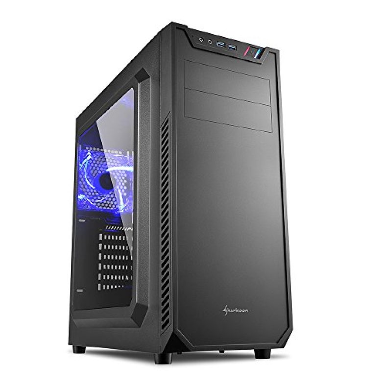 Sharkoon Vs7 Window Mid Tower Pc Computer Case I Support Mini-Itx, Micro-Atx, Atx Motherboard I Acrylic Side Panel With 3 X 120 Mm Fan (Pre-Installed), Black