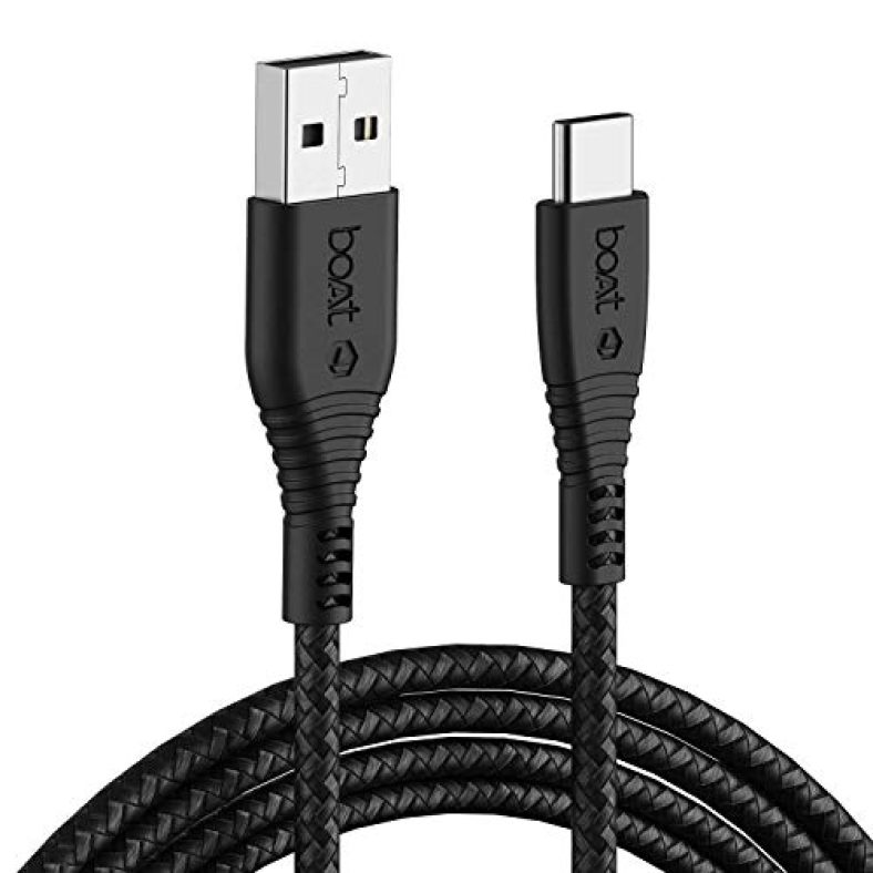 Boat Type C A325/A320 Tangle-Free, Sturdy Type C Cable With 3A Rapid Charging & 480Mbps Data Transmission(Black)