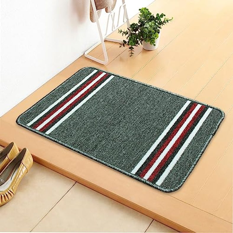 Bedspun Polypropylene Anti Slip Floor Door Mat In Home Kitchen Office Entrance Mats (38X58 Cm), Grey, Nylon