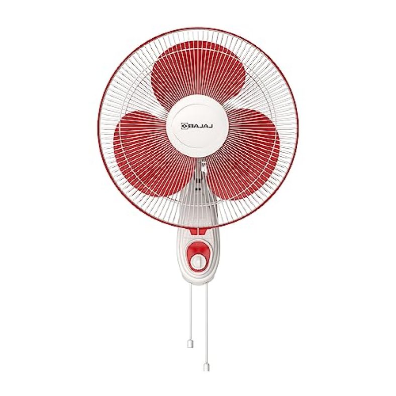 Bajaj Frore Neo 400 Mm Wall Mount Fan|Wall Fan For Kitchen & Home| Smooth Oscillation|100% Coppermotor| Highair Delivery|3-Speed Control| Rust Free| 2-Yr Warranty Red