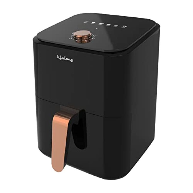 Lifelong 4L Air Fryer For Home With Timer Selection Knob – 1200W, Air-Fryer With Hot Air Circulation Technology-Temperature & Timer Control – Uses Up To 90% Less Oil (Llhfd429, Black)