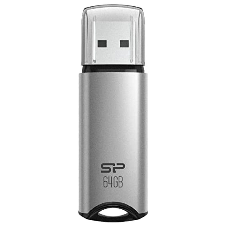 Sp Silicon Power Silicon Power 64Gb Usb 3.0 Flash Drive, Aluminum Casing Built-In Strap Hole, Usb 3.2 Gen 1 Usb 2.0 Thumb Drive Pen Drive Memory Stick, Silver, Marvel M02 Series