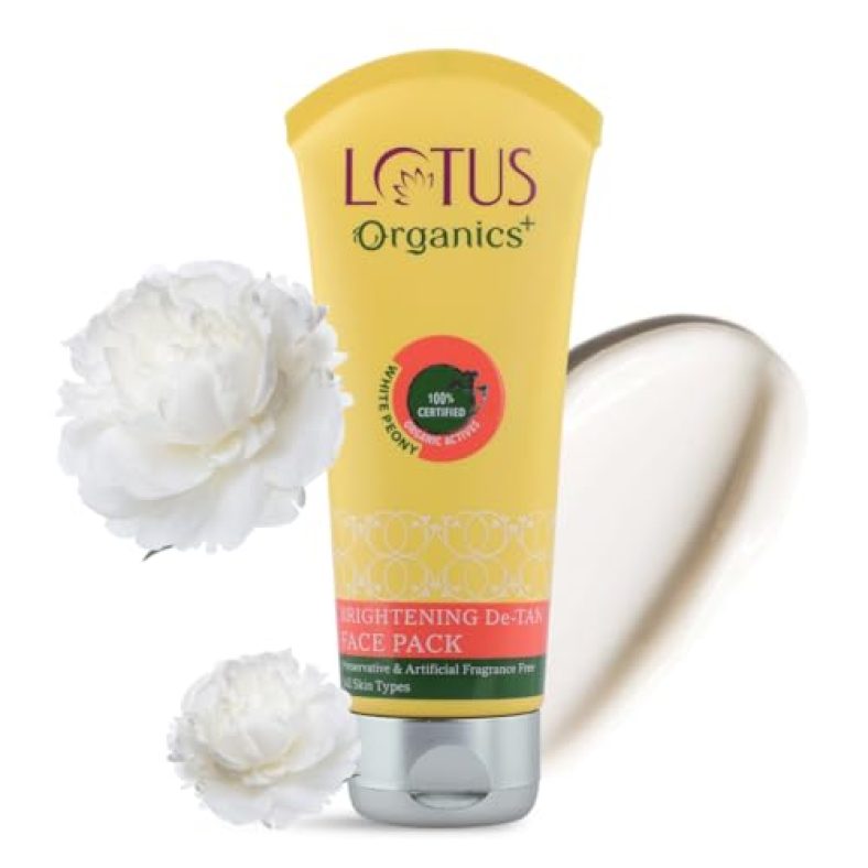 Lotus Organics+ Brightening De-Tan Face Pack Preservative & Artificial Fragrance Free | All Type Skin, 100G