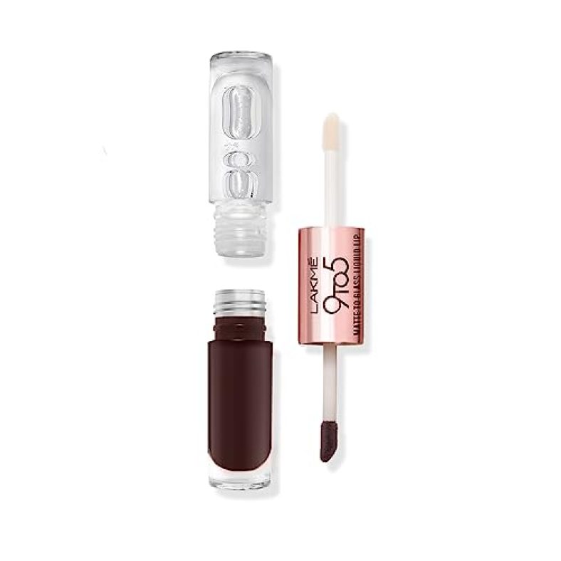 Lakme 9 To 5 Matte To Glass Liquid Lipstick, Brown Sugar, 7.6Ml