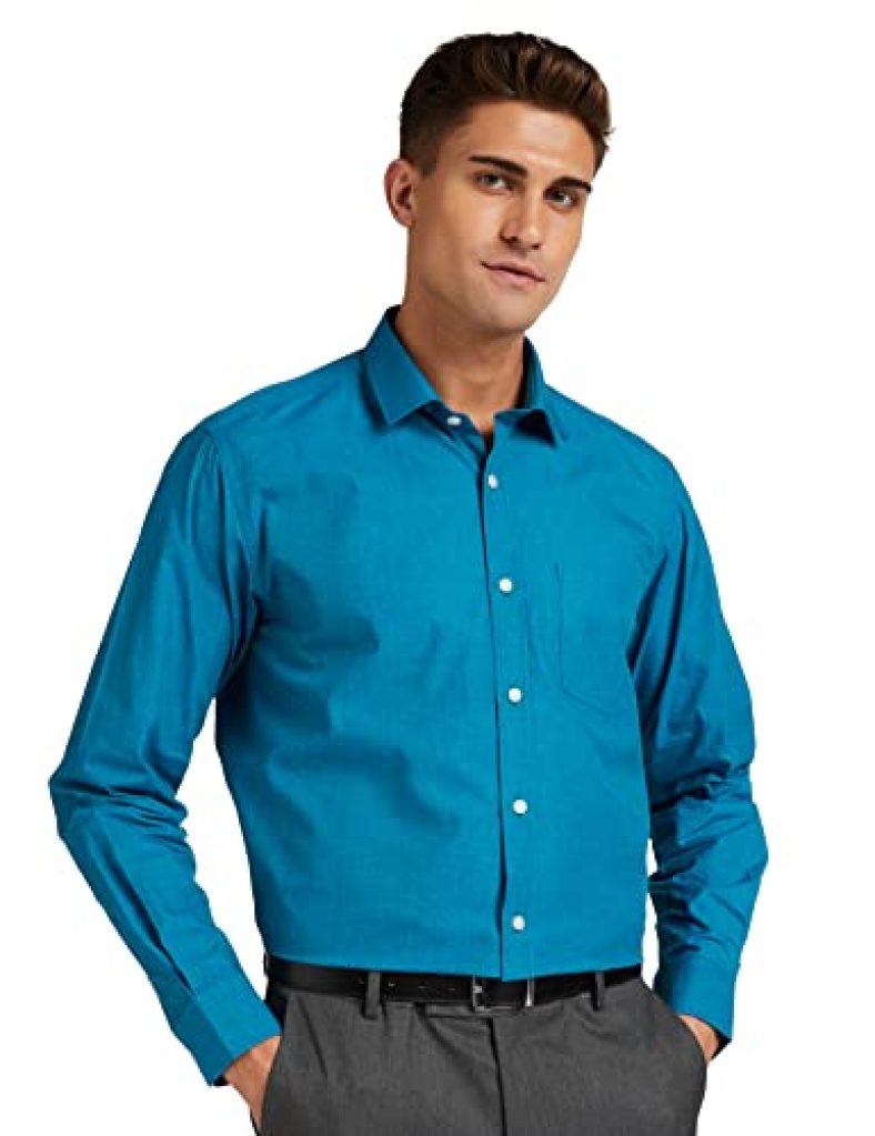Amazon Brand – Symbol Men’S Solid Regular Formal Shirt (Symfs-01_Fil100C_Teal 42)