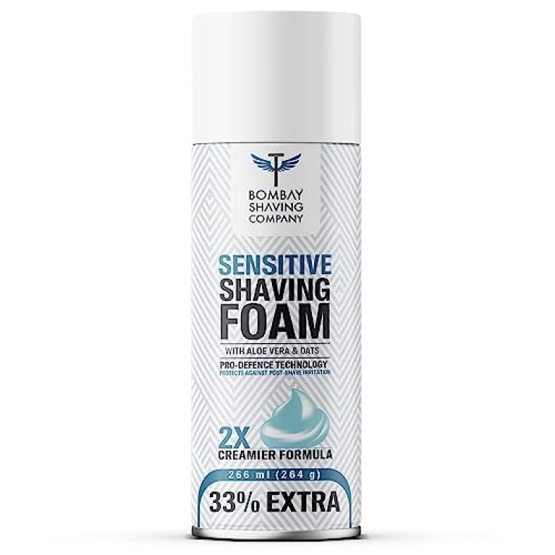 Bombay Shaving Company Sensitive Shaving Foam,266 Ml (33% Extra) With Aloe Vera & Oats (Aloe Vera)