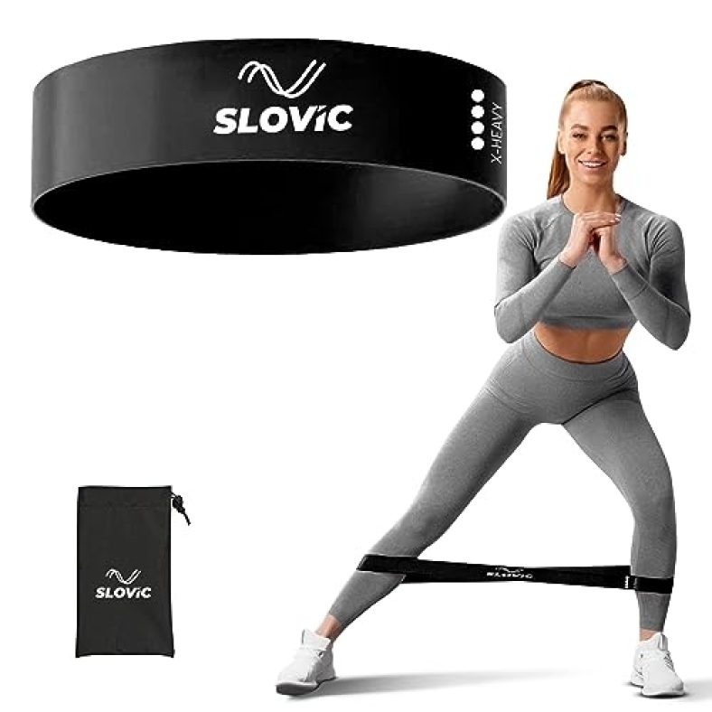 Resistance Loop Bands By Slovic 100% Natural Latex Exercise Bands With 1 Year Warranty Mini Resistance Loop Band For Full Body Exercises – Black