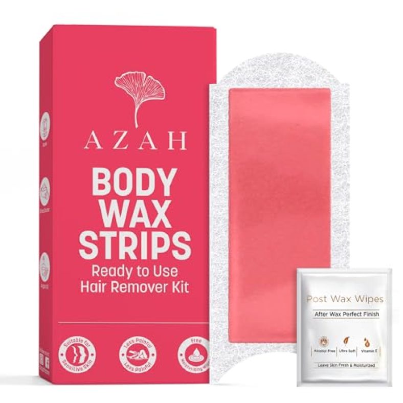 Azah Wax Strip For Women- Pack Of 8 With 2 Post Wax Wipes | Painless Cold Waxing Strips For Hair