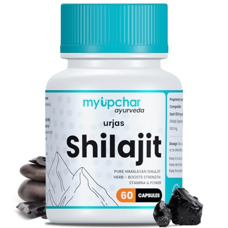 Myupchar Ayurveda Urjas Pure Himalayan Shilajit | Boost Muscle Strength, Stamina & Power | Natural & Organic Shilajit | Experience Results In 4 Weeks | 60 Capsules (1)