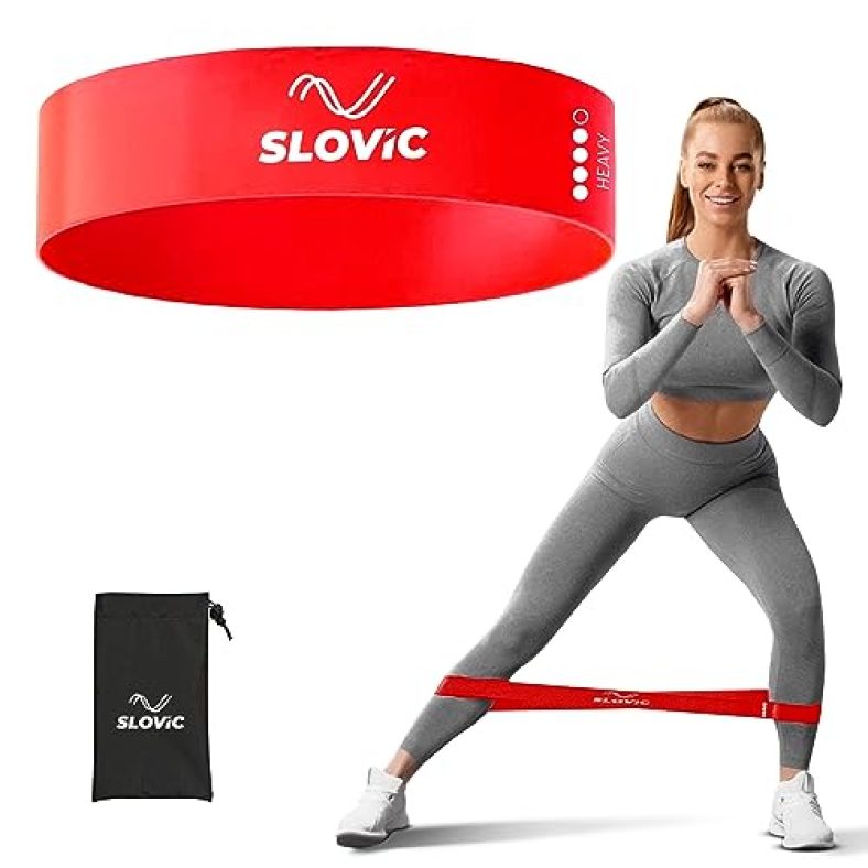Resistance Loop Bands By Slovic 100% Natural Latex Exercise Bands With 1 Year Warranty Mini Resistance Loop Band For Full Body Exercises – Red
