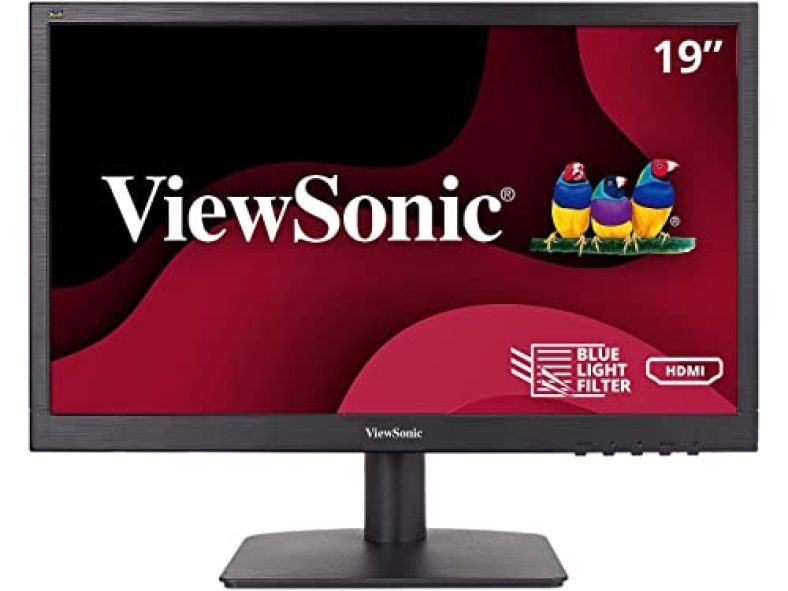 Viewsonic 19 Inch 60Hz Widescreen Monitor With Low Energy Consumption, Flicker-Free, Eye Care Technology, Blue Light Filter For Office, Student, Home And Basic Use, Port 1 X Hdmi | 1 X Vga – Va1903H-2