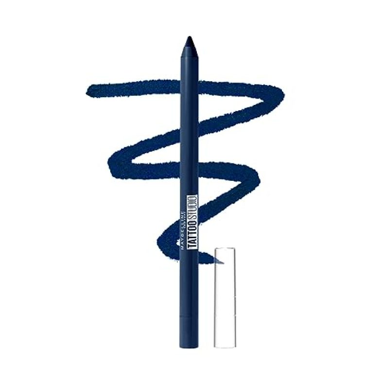 Maybelline New York Tattoo Eye Liner Gel Color Pencil, Sharpenable Eyeliner, Matte Finish, Waterproof Eyeliner, 36H Wear, Striking Navy Blue, 1.2G