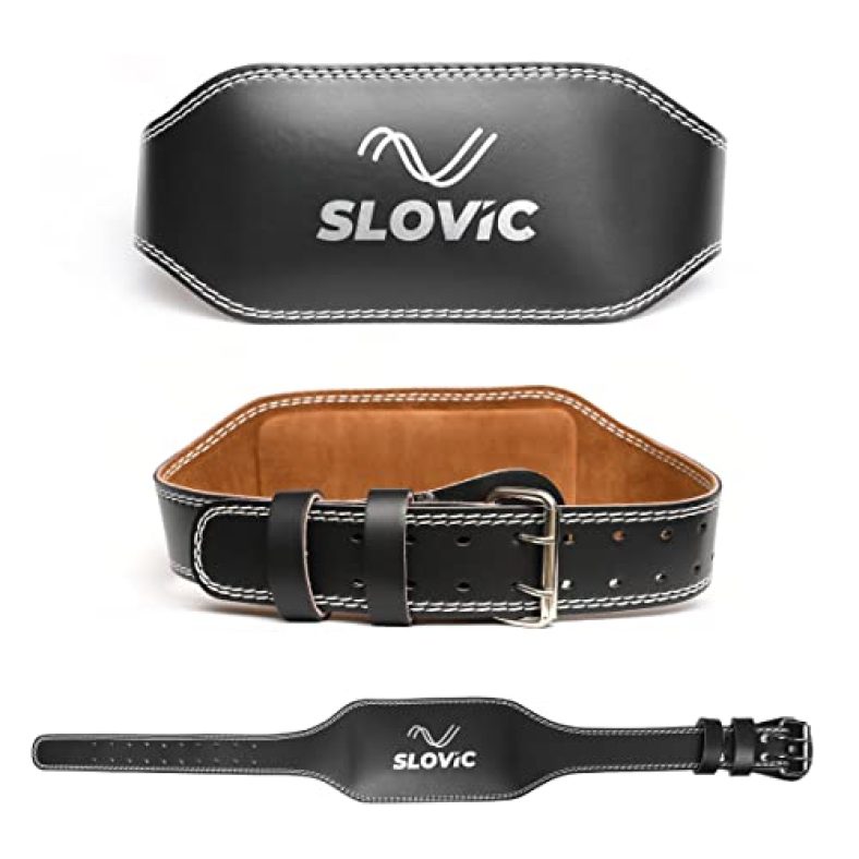 Slovic Gym Belt For Weightlifting, Workouts & Strength Training Exercises | Lumbar Back Support For Powerlifting | Sweat-Proof Inner Lining | Durable Stitching & Double Buckle Support