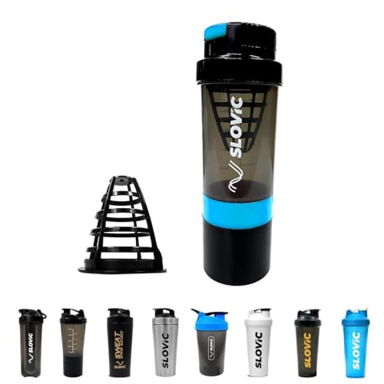 Slovic Leak-Proof Gym Shaker | Protein Shaker With Tornado Blender | Bpa-Free | 500 Ml With Extra Compartment | Pro-Shaker For Smoothly Mixing Any Supplement