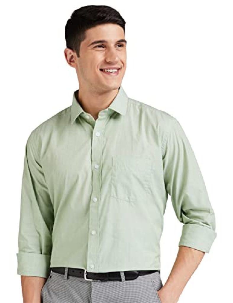 Amazon Brand – Symbol Men’S Solid Regular Formal Shirt (Symfs-01_Fil100C_Lt Green 44)