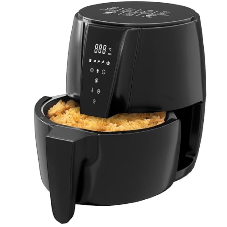 Lifelong 4.2L Digital Air Fryer For Home – 1350W Airfryer With Touch Panel – Hot Air Circulation Technology With Temperature & Timer Control – Uses Up To 90% Less Oil (Llhfd439, Black)