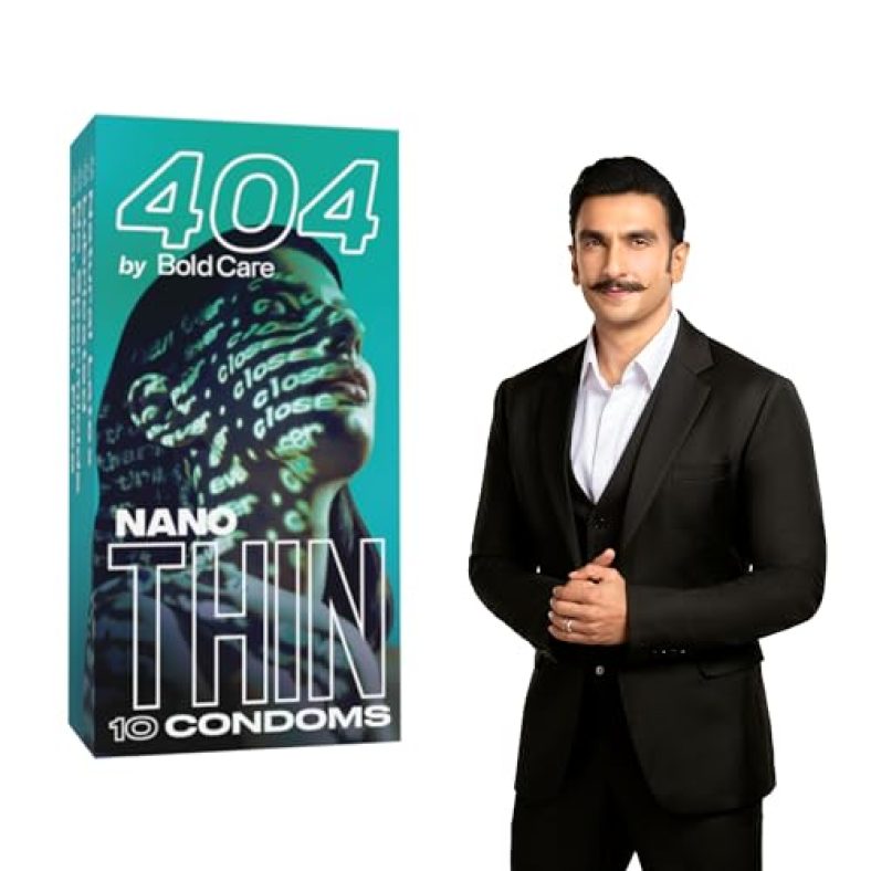 Bold Care 404 Super Nano Thin Condoms For Men | 50 Microns | 10 Units | Intense Fit With A Barely There Feel | With Disposable Pouches