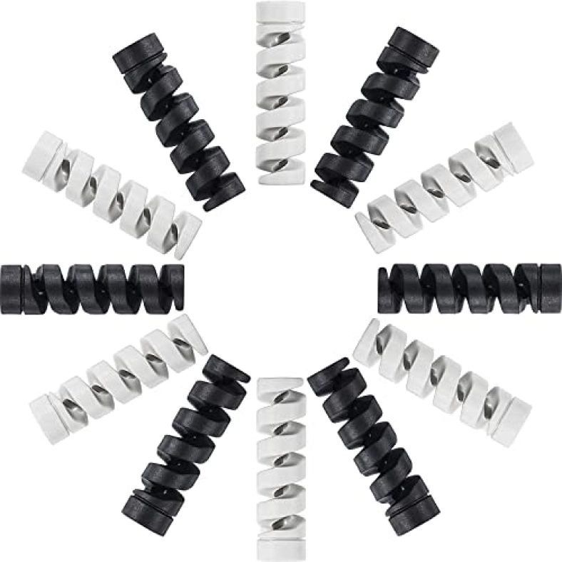 Striff 25 Pieces Highly Flexible Silicone Cable Protectors, Charger Cable Protector, Charger Protector, Wire Protector, Cable Protector, Charging Cable Protector (Black & White)