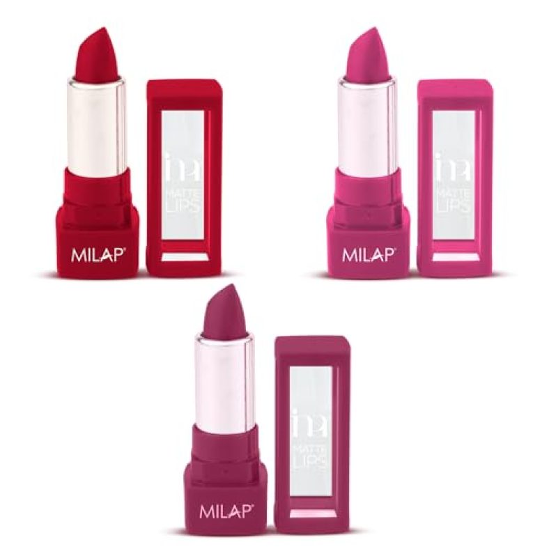 Milap Matte Stick Lipstick | Smudgeproof | Long Lasting | Matte Lipstick | Pack Of 3 | Mastani, Passionate Petal, Love Struck