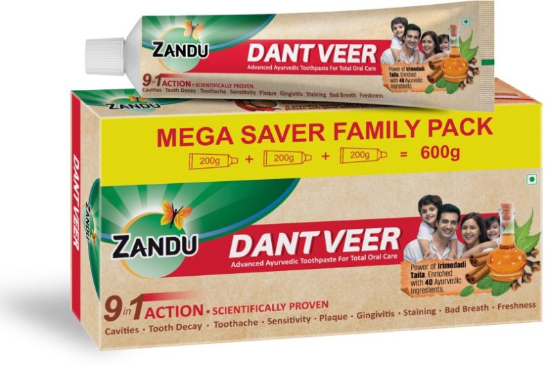 Zandu Dantveer, Indias 1St With Irimedadi Oil, Fights 9 Dental Problems Toothpaste(600 G)