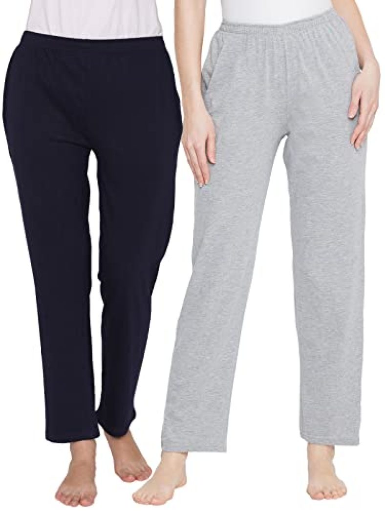 Clovia Women’S Crepe Pack Of 2 Basic Pyjama (Combolb27_Black & Grey_S)