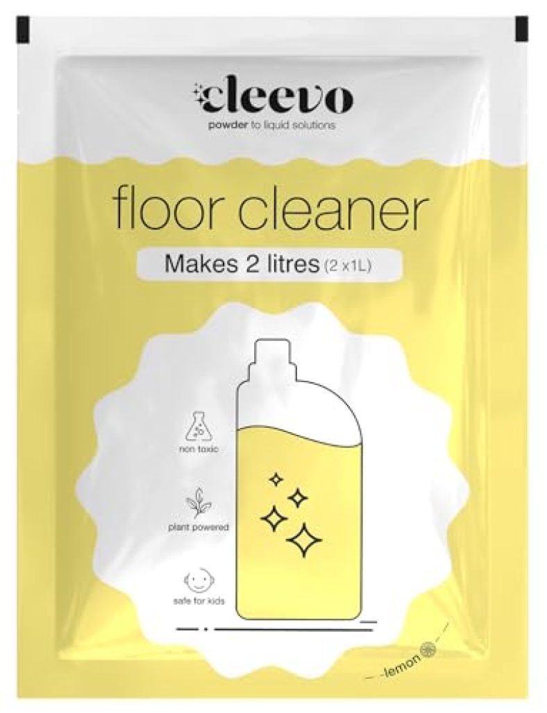 Cleevo Natural Disinfectant Floor Cleaner 2 Litres, Refill Pack, Zesty Lemon Fragrance, 100% Eco-Friendly Tile Cleaner
