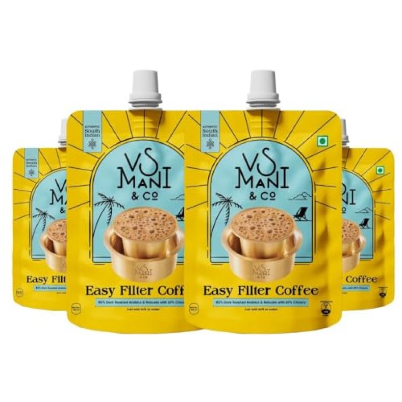 Vs Mani & Co Filter Coffee Decoction – Arabica Dark Roast, Strong And Aromatic Instant Filter Coffee Liquid | Authentic South Indian Flavour | Pack Of 4 X 100Ml | 400 Ml