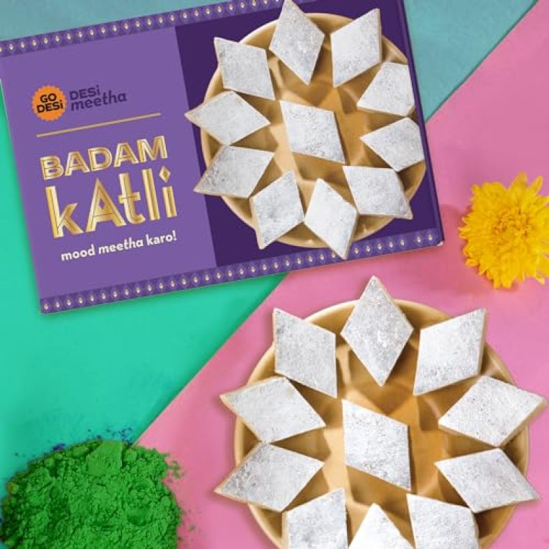 Go Desi Badam Katli 200 Grams, Indian Sweets Gift Pack, Desi Meetha, Sweets Indian Mithai, Almond