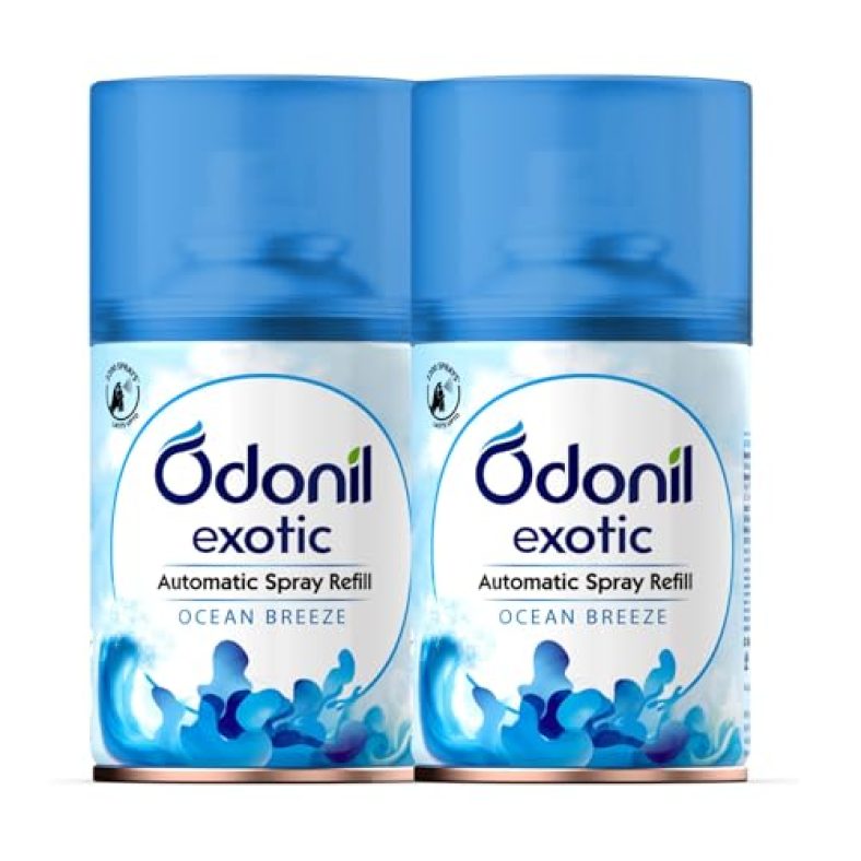 Odonil Exotic Automatic Spray Refill – 450Ml (Pack Of 2, 225Mlx2) | Ocean Breeze | 2X Long Lasting | 2200 Sprays Guaranteed | Fits All Machines | Lasts Upto 60 Days