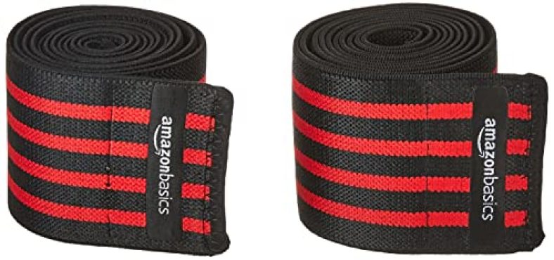 Amazon Basics Polyester Weight Lifting Knee Wrap, 72 Inches, Blue, Set Of 2