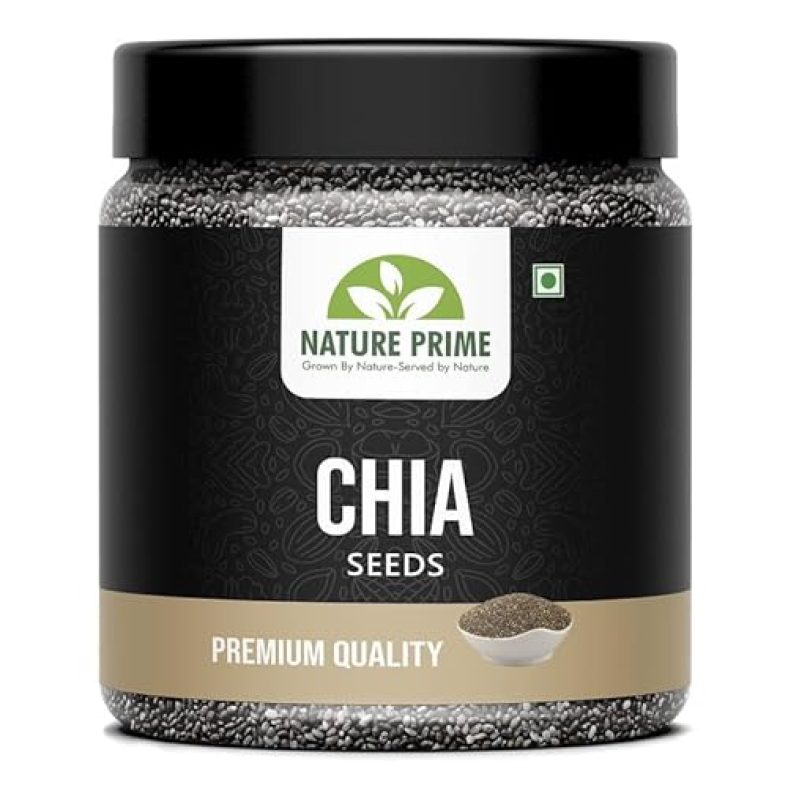 Nature Prime Chia Seeds 250G | Chia Seeds For Weight Loss | Omega-3 Seeds For Eating | Non-Gmo And Fibre Rich Seeds (Jar Pack)