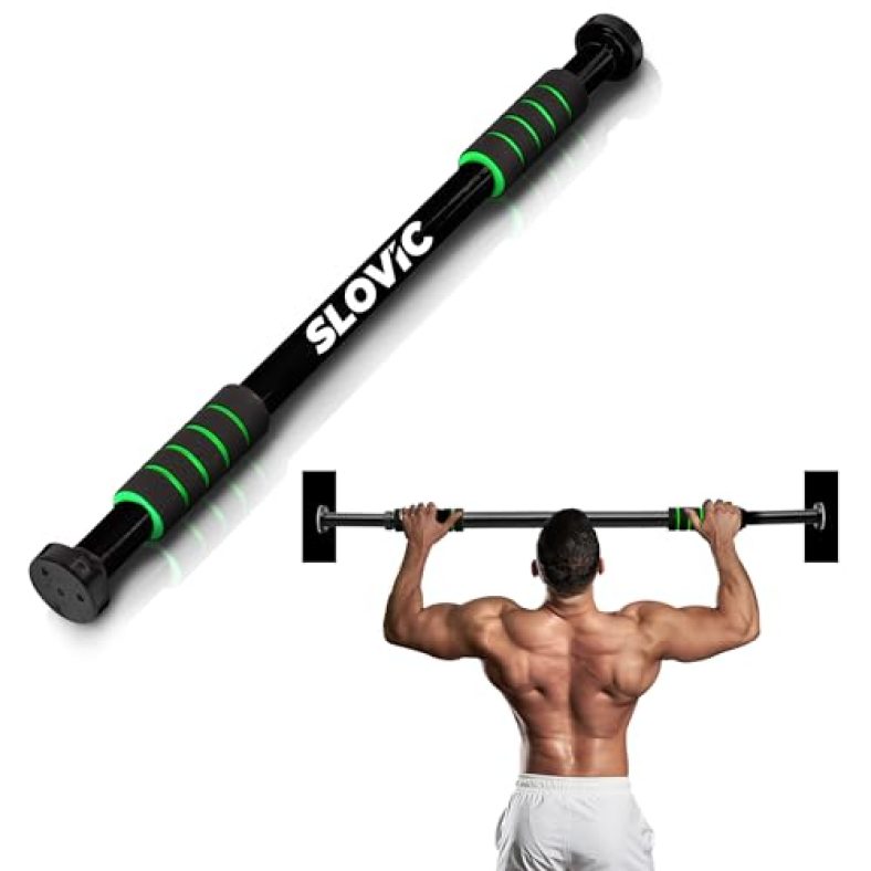Slovic Door Pull Up Bar For Home Workout (Load Capacity: 100 Kg) Wall Mounted Pullup Bar At Home Non Slip Pull Up Rod & Chin Up Bar For Home With Adjustable Length 60 To 100Cm