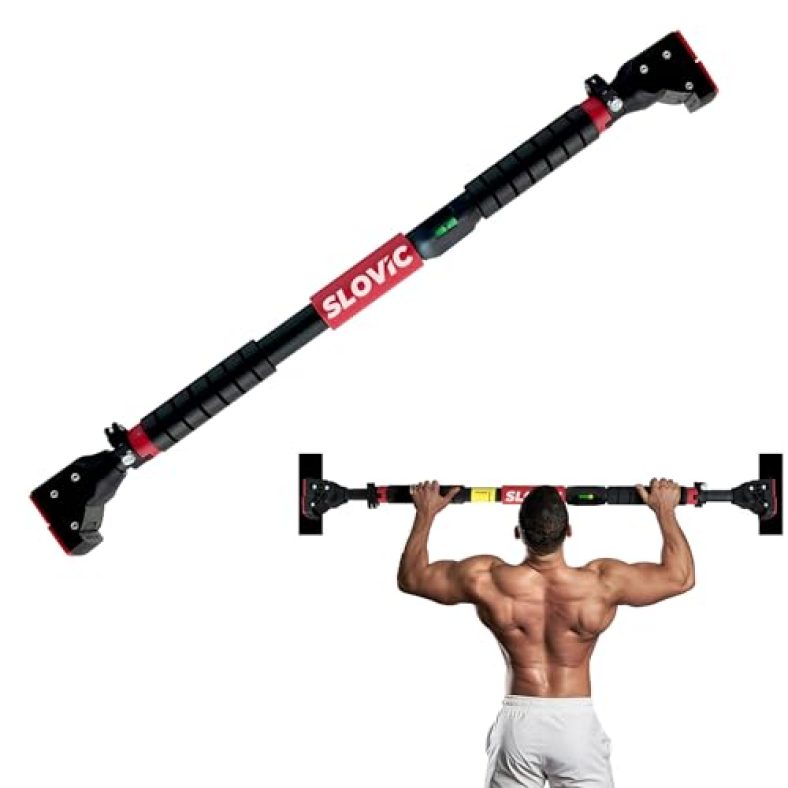 Slovic Pull-Up Bar Doorway For Home Workout No Screws Chin Up Bar With Locking Mechanism Max Load 200Kg Adjustable (72 To 110 Cm)