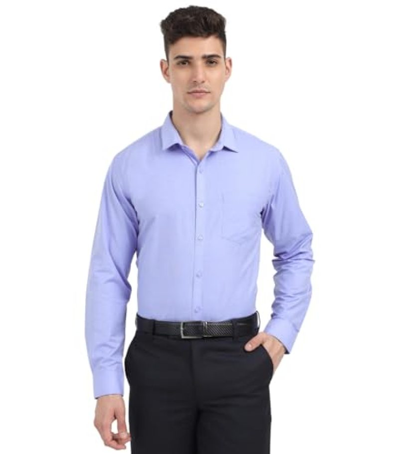 Scott International Men’S Solid Regular Fit Full Sleeves, Wrinkle Free Fabric With Laser Cut Collar Shirt For Formal & Casual Wear Shirts For Men, Mens Shirt Blue