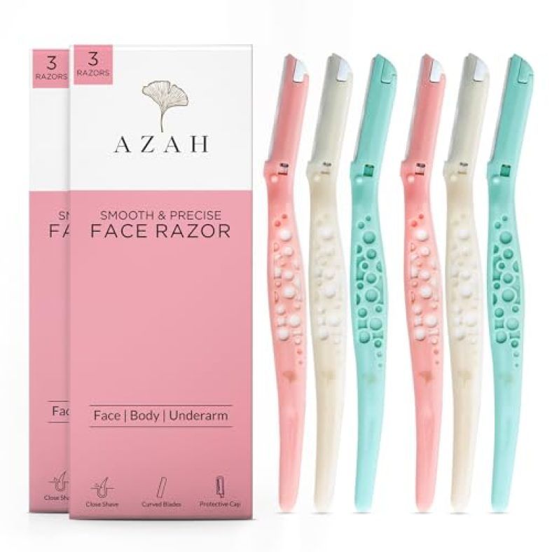 Azah Face & Eyebrow Razor For Women | Face Razor Women Facial Hair | Face Razor For Soft Hair | Eyebrows, Upper Lips, Chin, Side Locks, Forehead Razor | Pack Of 6