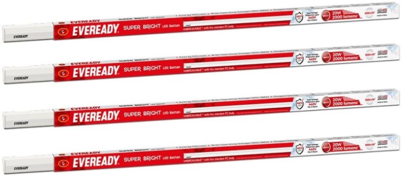 Eveready Ultra Slim 20W 4Ft Batten | Highly Efficient |Surge Protection | 2 Year Warranty Straight Linear Led Tube Light(White, Pack Of 4)