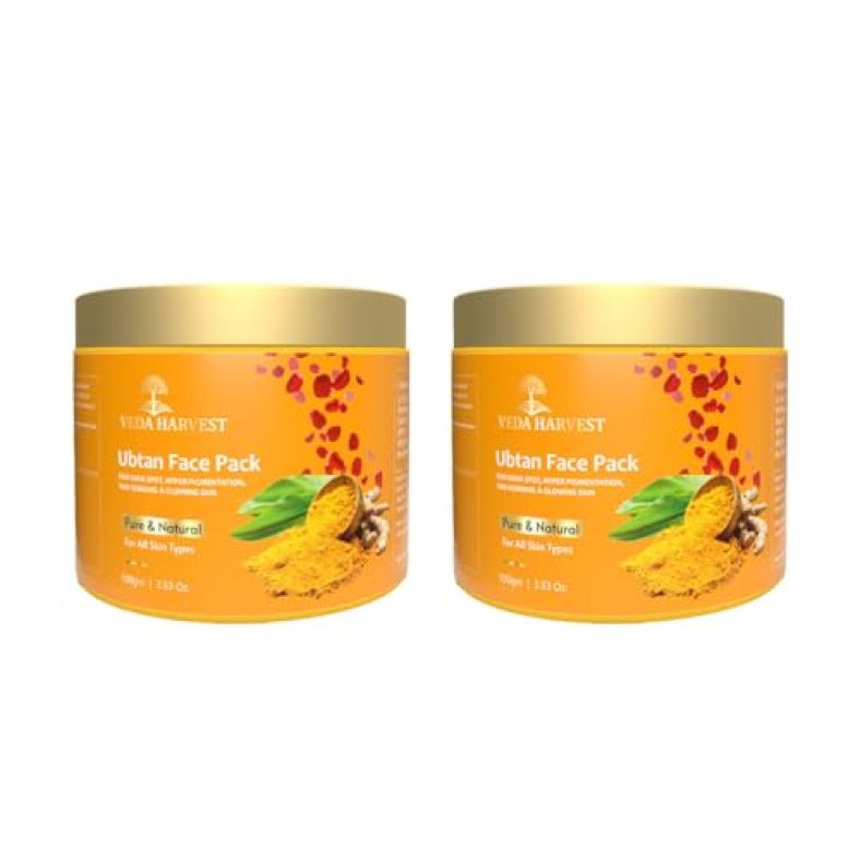 Veda Harvest Ubtan Face Pack For Glowing Skin,Tan Removal, Hyperpigmentation,Detan Face Pack, Dark Spots & Radiant Complexion |100 Gm(Pack Of 2) | Ayurveda Inspired
