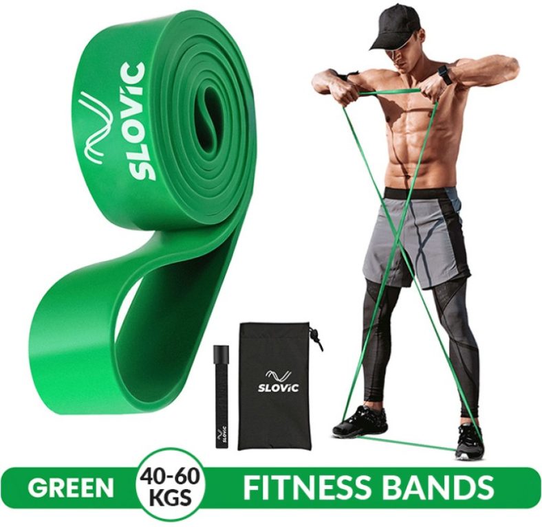 Slovic Resistance Tpe Bands For Workout | Pull Up Band | Loop Band | Heavy Duty Fitness Band(Green, Pack Of 1)