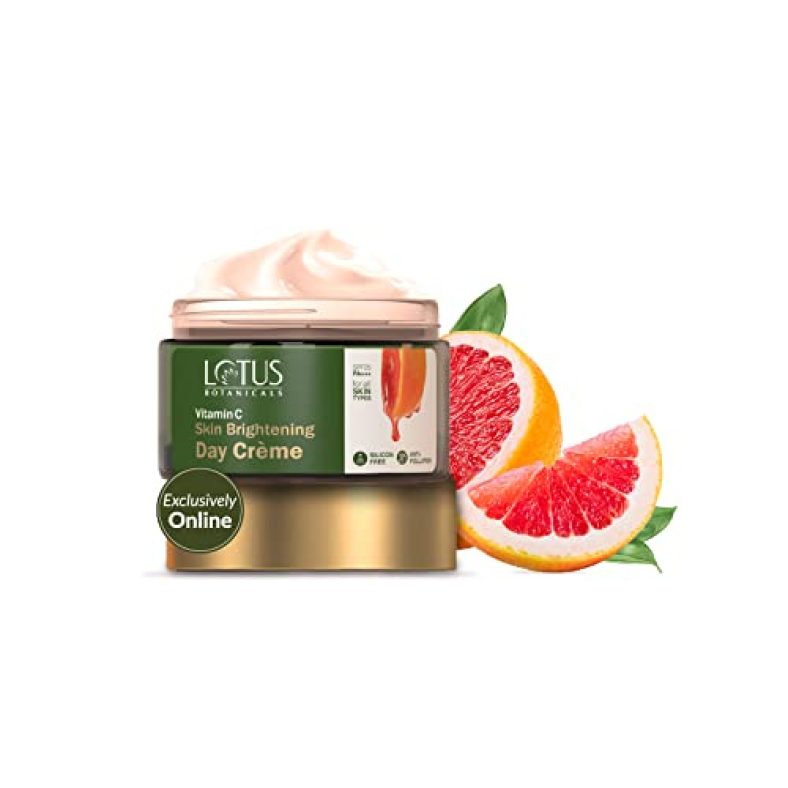 Lotus Botanicals Vitamin C Skin Brightening Day Cream | 100X Vitamin C | Glowing, Radiant And Bright Skin | Hydrating And Moisturising | Sun Protection With Spf 25 Pa+++ | No Toxic Chemicals | 50G