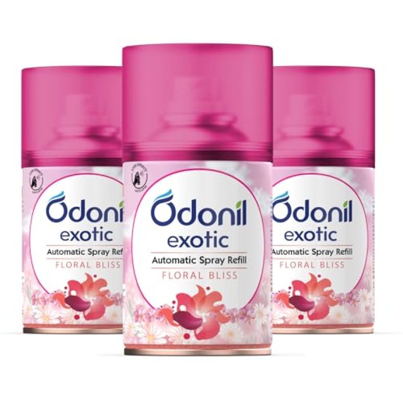 Odonil Exotic Automatic Spray Refill – 675Ml (Pack Of 3, 225Mlx3) | Floral Bliss | 2X Long Lasting | Fits All Machines | 2200 Sprays Guaranteed | Lasts Upto 60 Days