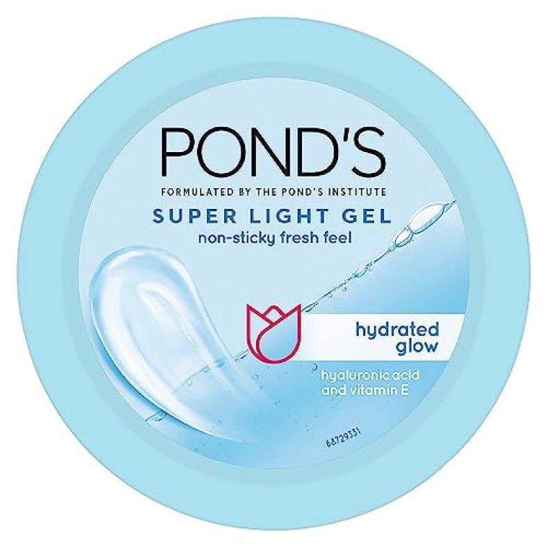 Pond’S Super Light Gel, Oil-Free Moisturizer, 100Ml For Hydrated, Glowing Skin, With Hyaluronic Acid & Vitamin E, 24Hr Hydration, Non-Sticky, Spreads Easily & Instantly Absorbs