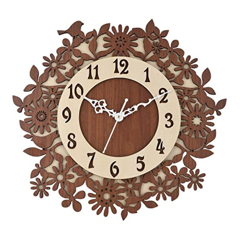 Nozvera 15 Inches Wall Clock For Home Stylish Latest Handcrafted Wooden Silent Non Ticking Analog Wall Clock Decorative Big Size Wall Clock For Home Living Room Bedroom Hall & Office