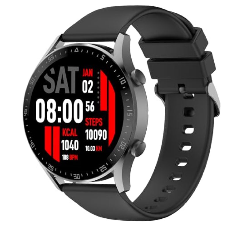 Fire-Boltt India’S No 1 Smartwatch Brand Talk 2 Bluetooth Calling Smartwatch With Dual Button, Hands On Voice Assistance, 120 Sports Modes, In Built Mic & Speaker With Ip68 Rating (Black)