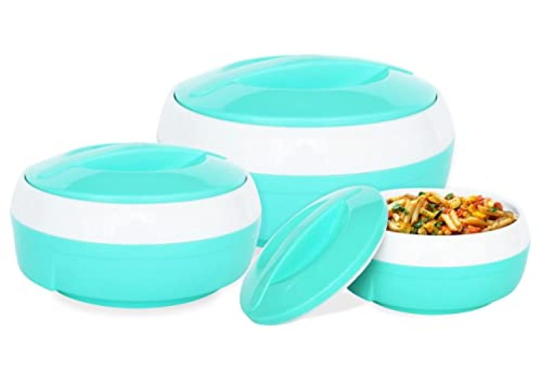 Princeware Solar Plastic Plaid Casserole Set (Green) -3 Pieces, 3100 Liter