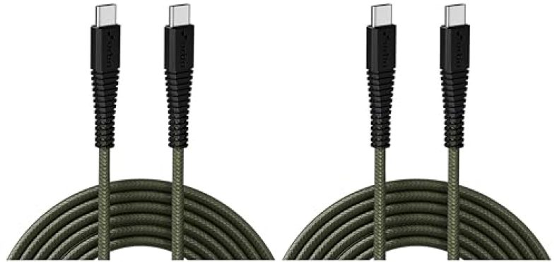 Urbn 65W Fast Charging Usb Type-C To Type-C Cable | Pd Charger & Data Transfer | Unbreakable Nylon Braided | Iphone 15, Smartphones, Laptops, Macbooks | 5Ft Length – Camo (Pack Of 2)