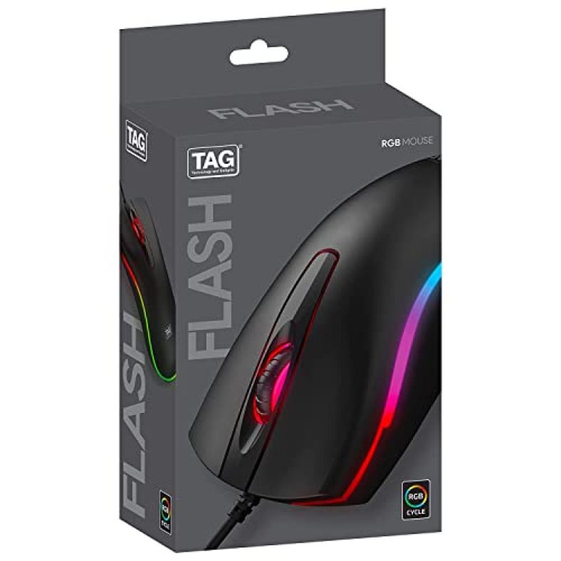 Tag Usb Mouse Flash Rgb, 1000 Dpi Plug And Play Mouse With Optical Sensor And 1.5Metre Cable, 3-Button (Left,Right,Scroll) For Pc/Laptop/Windows/Mac/Linux