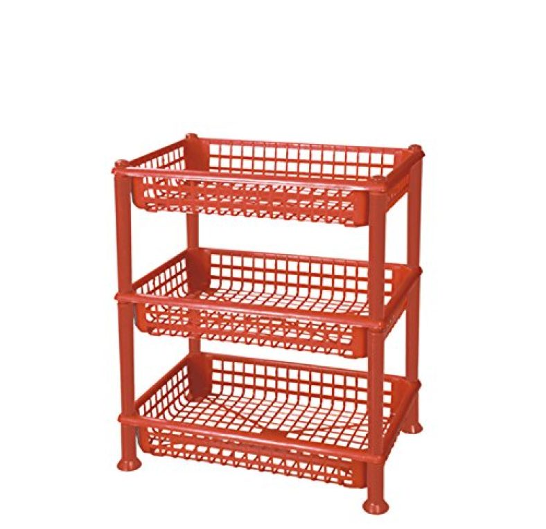 Aristoplast Products Pvt. Ltd Aristo Ezee 3 Layer Plastic Rack For Kitchen, Offices, Home, Hospitals, Schools, Doctors, Beauty Parlour, Saloons, Color May Vary (40.5 X 26.5 X 44.5Cm)