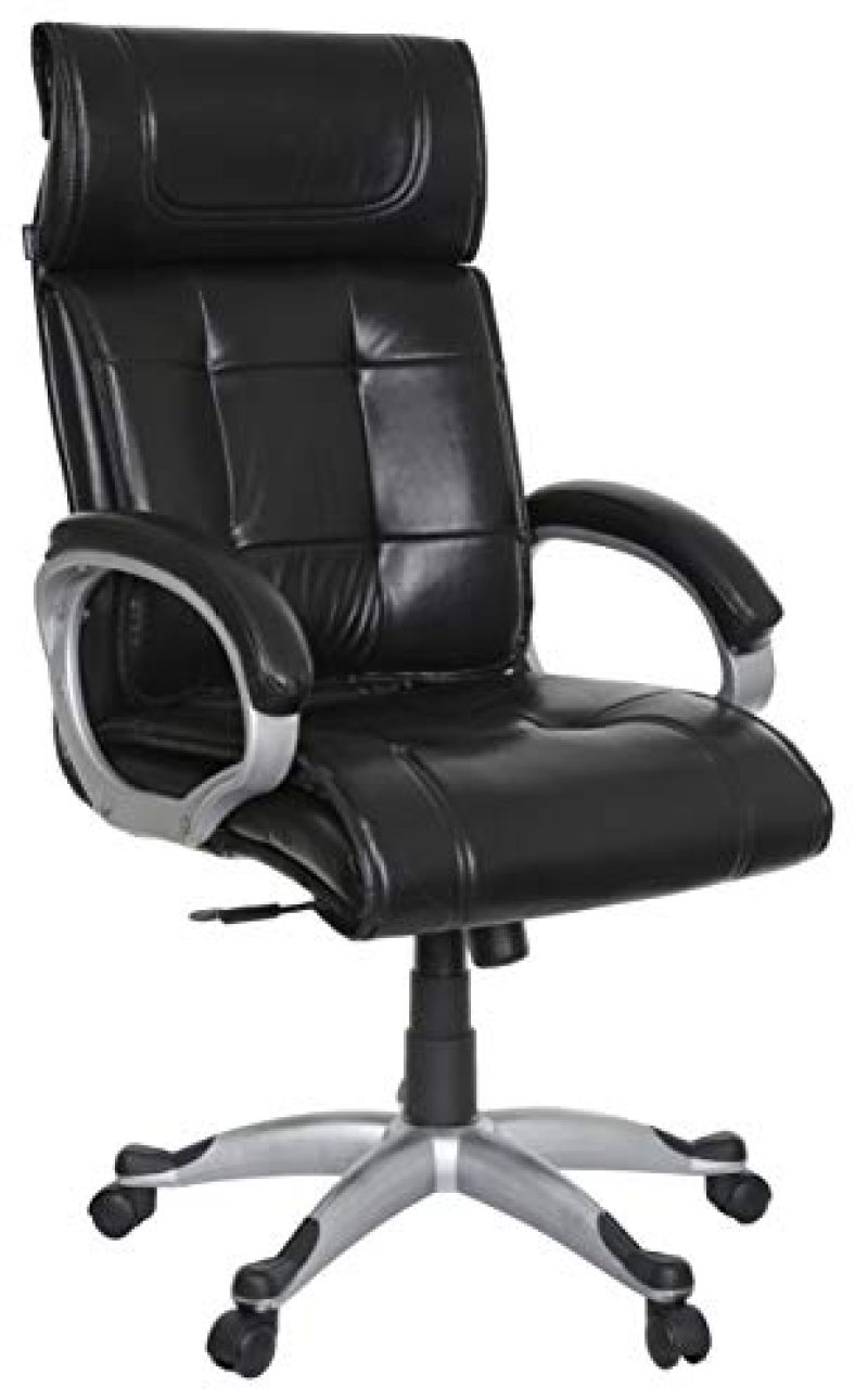 Unicos Townsville Chile High Back Office Chair (Black) Fixed Arm | 1 Min Easy Installation (Fabric)